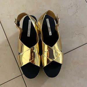Zara Trafaluc Gold Espadrilles size 9